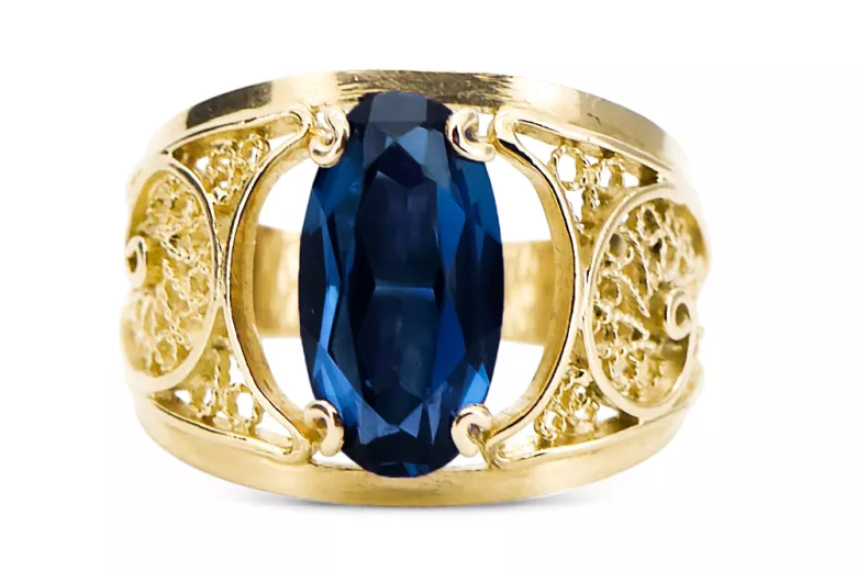 Safír 14k žluté zlato  Vintage craft vrc057y